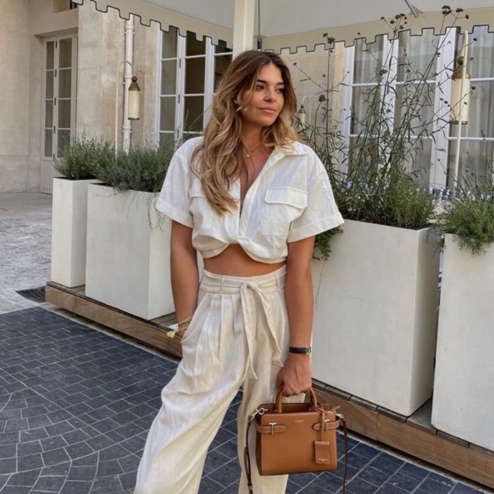 Zara Boxy Twist Hem White Collared Cropped Shirt - Picture 16 of 17
